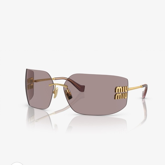 Miu Miu Accessories - Miu Miu Gold Brown Designer Sunglasses